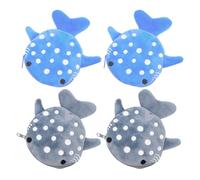 EUPSIIU 4 Pcs Shark Plush Coin Purse, Shark Zipper Wallet, Plush Coin Pouch, Shark Coin Purse, Portable Pouch, Items Bags for Men Women Cosmetic Jewelry Stuff, Key Holder Earphone Bag (Blue, Grey)