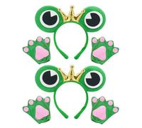 EUPSIIU 4 Pieces Crown Frog Ears Headband Paw Gloves, Prince Princess Frog Costume Set for Adults Kids Boys Girls Animal Costume Children Fancy Dress Birthday Cosplay Halloween Carnival