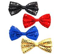 EUPSIIU 4 Pieces Glitter Sequin Bow Tie for Men, Sparkly Pre-tied Bow Tie, Adjustable Bowtie Tux Sparkling Novelty Fancy Dress Bowite for Cocktail Hen Wedding Party Costume Carnival Stage Show (4PCS)