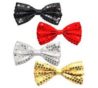 EUPSIIU 4 Pieces Glitter Sequin Bow Tie for Men, Sparkly Pre-tied Bow Tie, Adjustable Bowtie Tux Sparkling Novelty Bowite for Cocktail Hen Wedding Party Costume Fancy Dress Stage Show (4 Colors)