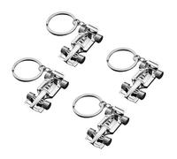 EUPSIIU 4Pcs Silver Racing Car Keyring, Accessories for Key or Display, Sport Key Chain, Formula 1 Gifts for Boy, Men, Women, Racing Fans (Silver)