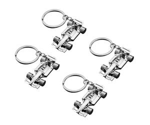 EUPSIIU 4Pcs Silver Racing Car Keyring, Accessories for Key or Display, Sport Key Chain, Formula 1 Gifts for Boy, Men, Women, Racing Fans (Silver)