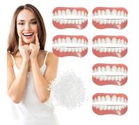EUPSIIU 6 Pairs Dentures Cosmetic Veneer False Teeth for Men Women Temporary Prosthesis Teeth Bottom False Teeth Instant Smile Silicone Dental Prostheses for Protecting Teeth Regaining Smile (12PCS)