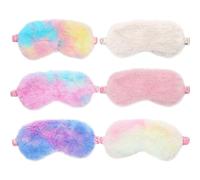 EUPSIIU 6 Pieces Kids Eye Masks for Sleeping, Plush Sleep Mask, Soft Furry Children Eye Covers for Women Girls, Blindfold Elastic Eye Shade for Adults Kids Travel Nap Sleeping Overnight Party (6PCS)