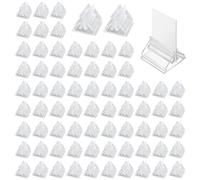 EUPSIIU 72 Pieces Acrylic Name Card Stands Clear Name Card Stands Acrylic Card Stands Clear Game Card Stands Mini Acrylic Sign Display Holder for Cards Photos Pictures Display (Transparent)