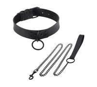 EUPSIIU Black PU Leather Punk Choker, O-ring Choker Necklace for Man Women, Sexy Goth Choker Belts Harness, Adjustable PU Choker Necklaces, Halloween Accessory, for Cosplay (black)