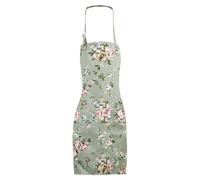 EUPSIIU Floral Aprons for Women, Kitchen Aprons for Women, Adjustable Cooking Apron, Chefs Apron, Cooking Apron with Big Pockets, Vintage Flower Apron for Cooking, Gardening, Housework (Green)