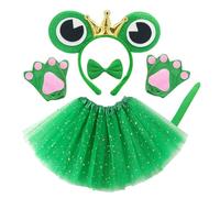EUPSIIU Kids Frog Costume Set - Includes Ears, Tail, Paw Gloves & Bow Tie - Perfect for Boys & Girls - Fancy Dress for Birthday, Halloween & Carnival