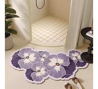 EUPXRHY Curved Shower Mats, Curved Bath Mat Quick Dry, Strong Absorbent Curved Bath Mats for Round and Corner Shower, Rubber Non-Slip Bottom, Easy to Clean, 50x100cm(20x40inch),Purple