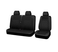 EUQIXMR For Renault For Master For Trafic PU Leather Car Seat Covers Waterproof Single+Double Van Seat Covers Seat Cushion(Black)