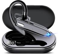 EUQQ Bluetooth Single wireless Headset Handsfree Earpiece for phone, V5.4 in-Ear Headphone with Microphone,USB-C Charge, Waterproof Earphones for Driving/Business/Office with Android/iOS，Laptop