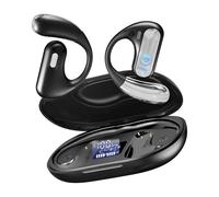 EUQQ Open Ear Headphones with 4 ENC Mic Wireless Bluetooth 5.4 HiFi Earphones 40 Hours Playtime 1.5 Hours Quick Charge USB-C Cable Double LED Charging Box Smart Touch Over On Ear Headphones for Sports