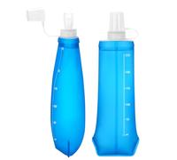 Euqvunn 2PCS Collapsible Water Bottle - BPA- free TPU, Reusable Soft Flask 250ML - Dust and Leak Proof for Hydration Vest, Outdoor Running, Hiking, Camping, Cycling, Travel