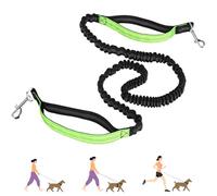 Euqvunn 3-in-1 Double Ended Lead for Dogs - 1.6m to 2.2m Dual Handles Elastic Hands Free Dog Lead Accessory for Medium Dogs, Ideal for Running, Walking, Hiking & Travel