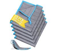 Euqvunn Carbon Microfibre Cleaning Cloths (5 Pack, 30x40cm) - 400 GSM Lint-Free & Streak-Free | Grid Pattern for Stubborn Dirt & Grease | For Home, Kitchen, Car & Glass - Blue