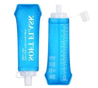 Euqvunn Collapsible Water Bottle 2PCS, BPA-Free Reusable Soft Flask 500ml with Leakproof Cap, Foldable Water Bottle for Running, Walking, Hiking, Camping Cycling