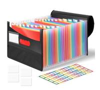 Euqvunn Expanding File Folder, 25-Pocket Accordion File Organiser, A4 Size Paperwork Organiser Filing Folder with Rainbow Tabs Waterproof Concertina File for Office, School and Home