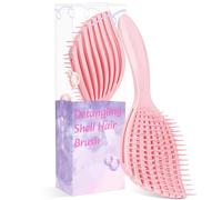 Euqvunn Flexible Pink Hair Brush, Pink Detangle Hair Brush for Wet & Dry Hair, Painless Knot Removal, Soft Rubber Teeth for Scalp Care, Volumizing for Thin/Fine Hair