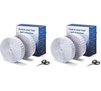 Euqvunn Hook and Loop Tape 2 Rolls (2.5cm x 5m), Hook and Loop Strips Self Adhesive with Scissors and Grid Backing, Double Sided Sticky Tape Ideal for DIY, Wall Mounting, Fly Screens Use (White)