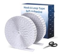 Euqvunn Hook and Loop Tape 2 Rolls (8m x 2cm), Hook and Loop Strips Self Adhesive with Scissors and Grid Backing, Ideal for DIY, Wall Mounting, Fly Screens Use (White)