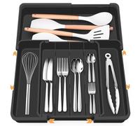 Euqvunn Multi-Directional Expandable Cutlery Drawer Organiser, Cutlery Tray with 4-7 Compartments, Ideal for Kitchen Drawer Storage of Utensils & Kitchen Tools