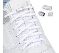 Euqvunn No Tie Elastic Shoelaces with Metal Buckes, 5 Laces (2.5 Pairs), 8mm Diameter Tieless Elastic Shoe Laces for Running Shoes, Sports Shoes, Lazy Shoe Laces for Adults and Kids (White)