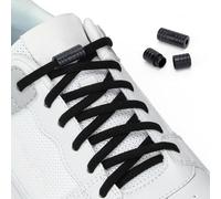 Euqvunn No Tie Elastic Shoelaces with Metal Buckes, 5 Laces (2.5 Pairs), 8mm Diameter Tieless Elastic Shoe Laces for Running Shoes, Sports Shoes, Lazy Shoe Laces for Adults and Kids (Black)