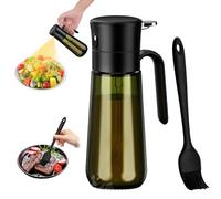 Euqvunn Olive Oil Spray Bottle with Basting Brush, 280ml Light-Proof Glass Oil Sprayer to Preserve Freshness, Ideal for Salad Dressing, Baking & Grilling