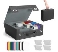 Euqvunn TCG Deck Box with Handle & Twist Lock, Holds up to 2100 Single-Sleeved Trading Cards, Includes 4 Card Supporters & 12 Dividers for Easy Organization, Fits 63 x 88mm Cards