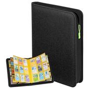 Euqvunn Zip Trading Card Binder, 24 Sheets 432 Pockets Card Album with 2 Spotlight Pages, Side-loading Cards Collection Binder for Pokemon,MTG,Yu-Gi-Oh,Sports Cards (black)