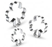 EUQWOSDD 3PCS Cookie Cutters, Stainless Steel Shamrock Biscuit Cutters for Irish Party Baking Gifts