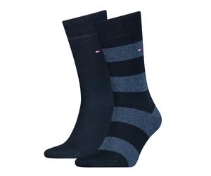 (Eur 43-46) 2-Pack Rugby Stripe Socks, Dark Navy