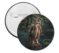 Eurasian Eagle Owl Buttons Pin Badges Tinplate Lapel Pins Crafts for Shirts Clothes Bag Accessory 12PCS