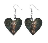 Eurasian Eagle Owl Earrings Wooden Dangle Earring Drop Earrings Pendants Craft for Women