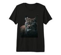Eurasian Lynx Portrait - Realistic Wild Cat Illustration Premium T-Shirt