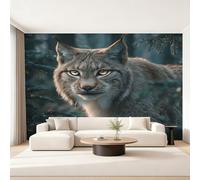 Eurasian Lynx Wallpaper for Living Room, Forest Animal Wall Mural for Bedroom 150x105 cm, Non-Woven Photo Wallpaper, Home Decor D&O118