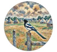 Eurasian Magpie 1000 Piece Jigsaw Bird Round Puzzles for Adults And Kids Modern Unique Challenge Games Scene Creative 1000pcs (67.5x67.5cm)
