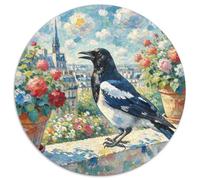 Eurasian Magpie 1000 Piece Jigsaws Bird Round Puzzles for Adults And Kids Modern Unique Challenge Games Scene Creative 1000pcs (67.5x67.5cm)