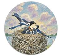 Eurasian Magpie 1000 Pieces Jigsaw Bird Round Jigsaw for Adults And Kids Cool Unique Challenge Games Scene Creative 1000pcs (67.5x67.5cm)