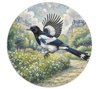 Eurasian Magpie 1000 Pieces Jigsaws Bird Round Puzzle for Adults And Kids Cool Unique Challenge Games Scene Creative 1000pcs (67.5x67.5cm)
