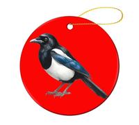 Eurasian Magpie Bird Christmas Ornament Souvenir Ceramic Hanging Pendant 1 Pcs