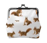 Eurasian Red Squirrels, PU Leather Coin Purse, Small Wallets, Change Pouch with Kiss Lock Clasp Buckle, Change Purse