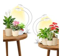 Eurbolan Grow Lights for Indoor Plants, Full Spectrum Plant Lights Indoor, 96 LEDs Grow Light with Clip, LED Grow Lights with Auto Time 6/12/16Hrs, 3 Modes, 360° Gooseneck, 5 Brightness. White 2 Pack