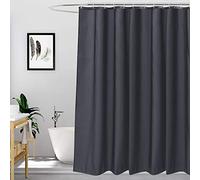 EurCross 200cm Long Fabric Dark Gray Shower Curtain 180x200 cm drop, Water Resistant Mould Proof and Mildew Resistant Deep Grey Shower Curtain Liner 72 x 78 inches