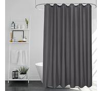 EurCross Dark Grey Extra Long Shower Curtains 210cm Drop with Hooks, Water-resistant Mildew-free Polyester Fabric Shower Curtain 180 x 210cm Long Length