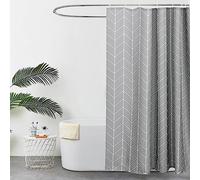 EurCross Extra Wide Shower Curtain 300 x 200cm Drop, Mould proof Mildew Resistant Grey Large Shower Curtain for Bathroom with Geometric Pattern 3m x 2m Long Length