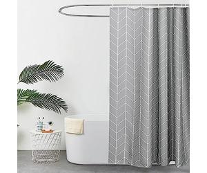 EurCross Geometric Pattern Grey Shower Curtain for Bathroom,Water Repellant Anti Mould Extra Wide/Long Shower Curtains 200 X 200cm(78''W x 78''L),Including 12pcs Hooks.