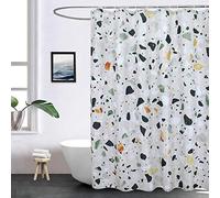 EurCross Green Terrazzo Extra Long Shower Curtains 180cm Wide x 200cm Drop,Mould proof Mildew Resistant and Machine Washable Shower Curtain for Bathroom with 12 metal grommets