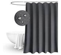 EurCross Long Shower Curtain 200cm Drop, Dark Grey Waffle Fabric Washable Water Repellent Mildew Resistant Polyester Shower Curtains 180 x 200cm