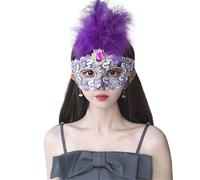 EURDFHY Feather Mask Feather Half-Face Princess Mask Masquerade Costume Props For Traditional Stage Performance Halloween Ball for women(PURPLE)